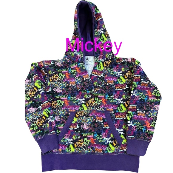 Disney Other - Mickey Mouse Graffiti Disney Parks Hoodie Girls M Purple Street Style